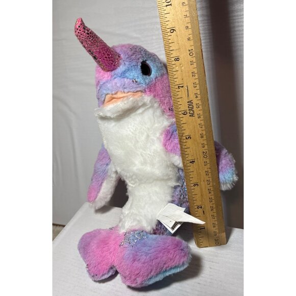 Ripleys Believe It Or Not Narwhal Plush Toy Blue Pink White Ocean 10" Sitting - Picture 7 of 9